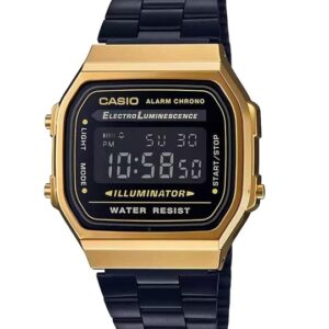 CASIO Vintage A168WEGB-1BDF Black Digital Dial Black Stainless Steel Band D148